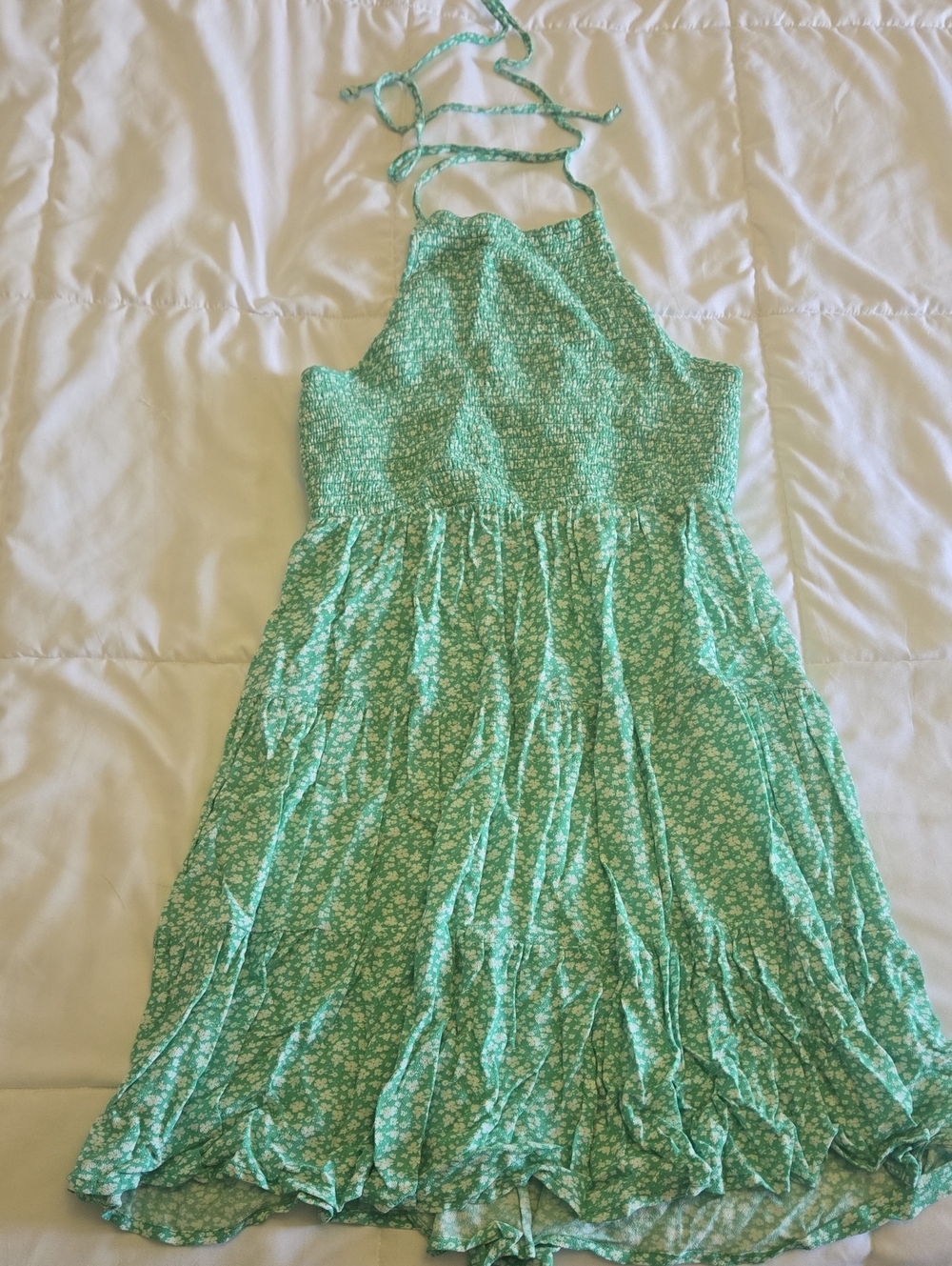 Green Floral Halter Sundress